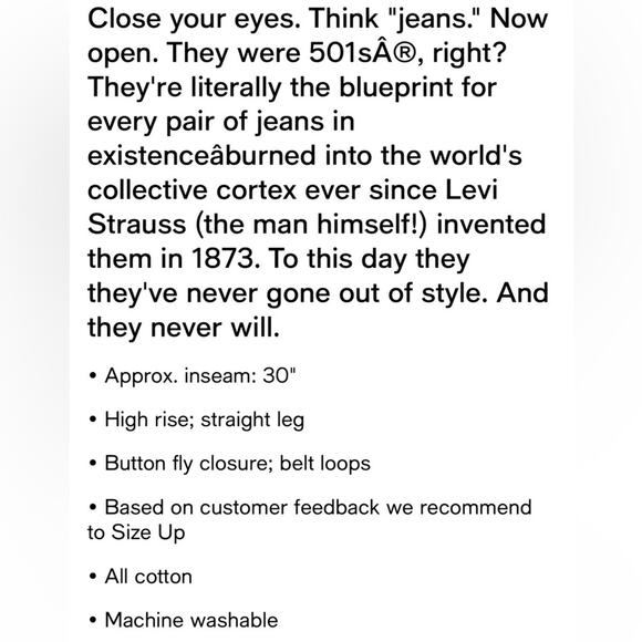 NEW Levi’s 501 Jeans Womens Original Fit Straight Leg Distressed White Size 28/6 - Picture 4 of 4